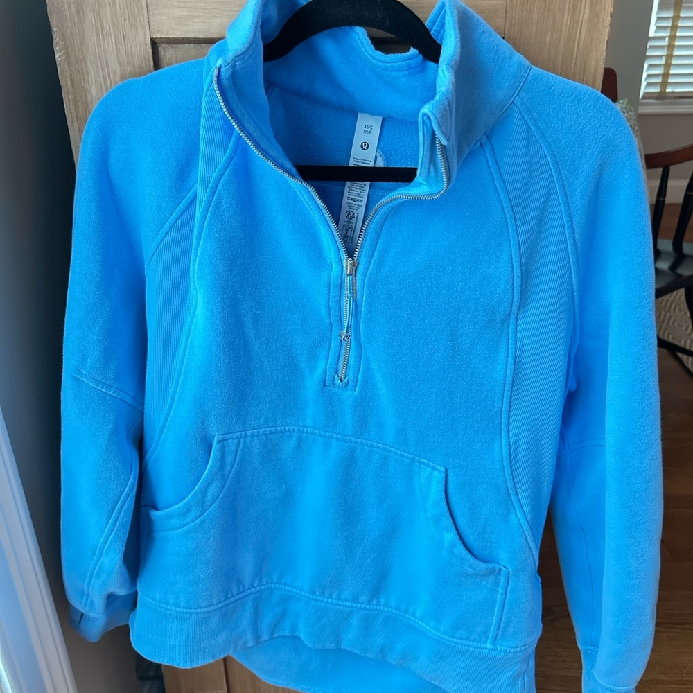Lululemon Scuba Oversized Funnel-Neck Half Zip Long - Aero Blue, XS/S, like new - Picture 7 of 7